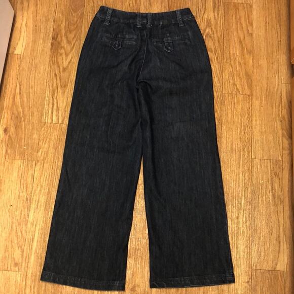Coldwater Creek Blue Denim Trouser Pant Pickstitch Straight Leg Size P4 Petite 4 - Picture 3 of 8
